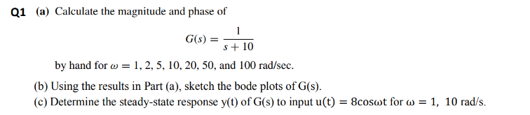 Solved Q1 (a) ﻿Calculate the magnitude and phase | Chegg.com