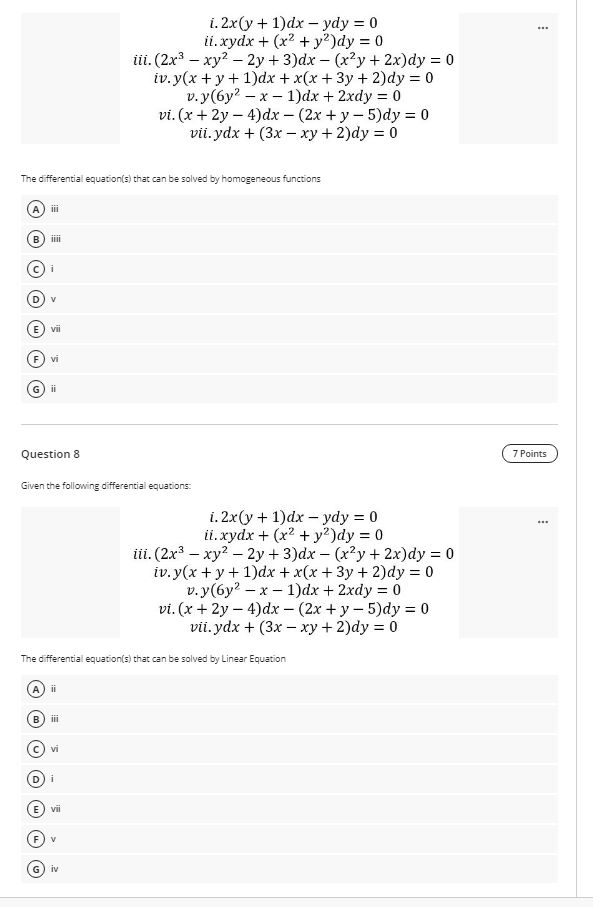 Solved Question 9 7 Points 1. The differential equation is 3 | Chegg.com