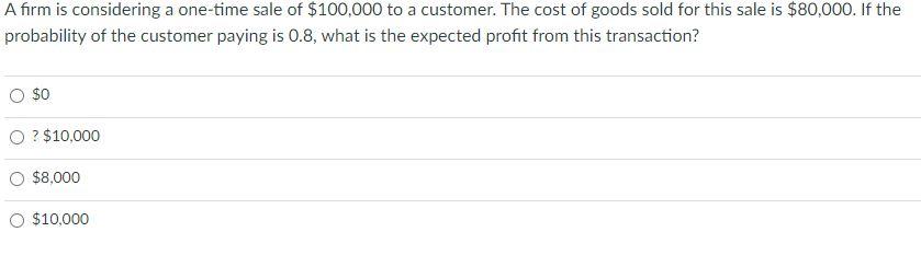 Solved A firm is considering a one-time sale of $100,000 to | Chegg.com