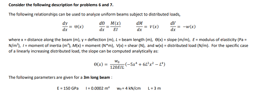 Solved Consider The Following Description For Problems 6 And 