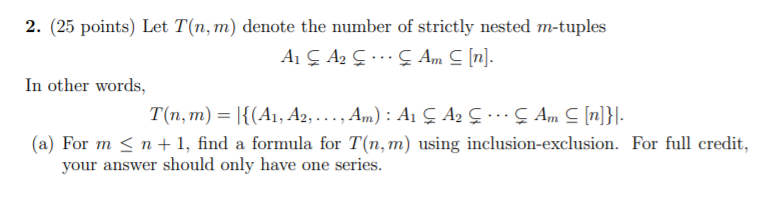 2 25 Points Let T N M Denote The Number Of Str Chegg Com