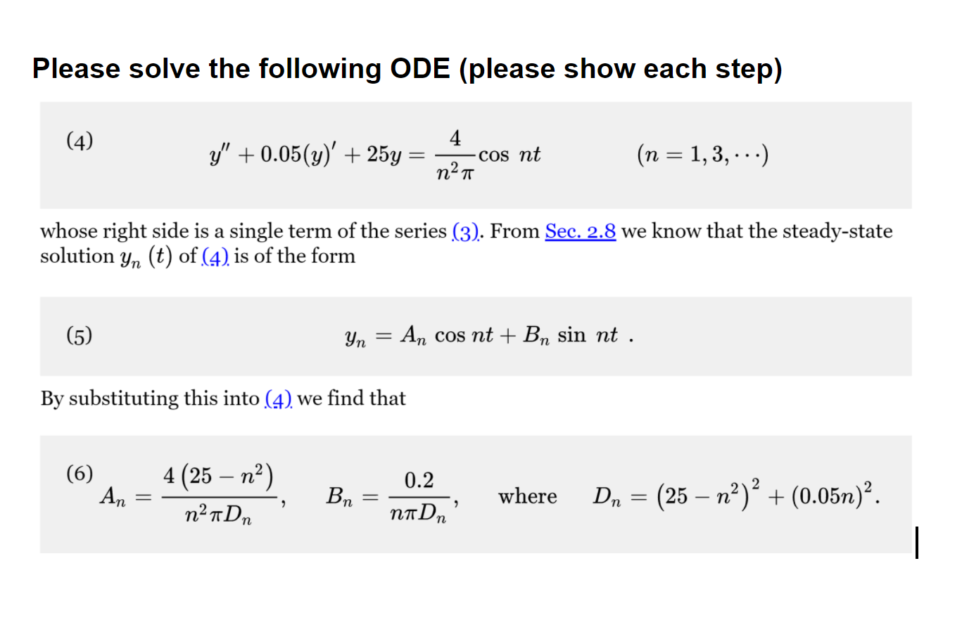 Solved Please solve the following ODE (please show each | Chegg.com