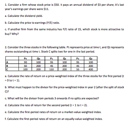 Solved 1 Consider A Firm Whose Stock Price Is 50 It Pa