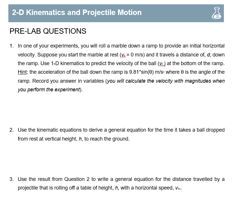 solved-2-d-kinematics-and-projectile-motion-pre-lab-chegg