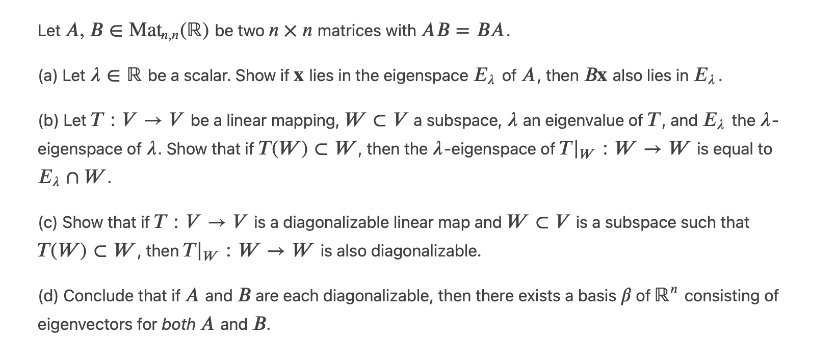 Solved Let A, B E Matn,n (R) Be Two N X N Matrices With AB = | Chegg.com