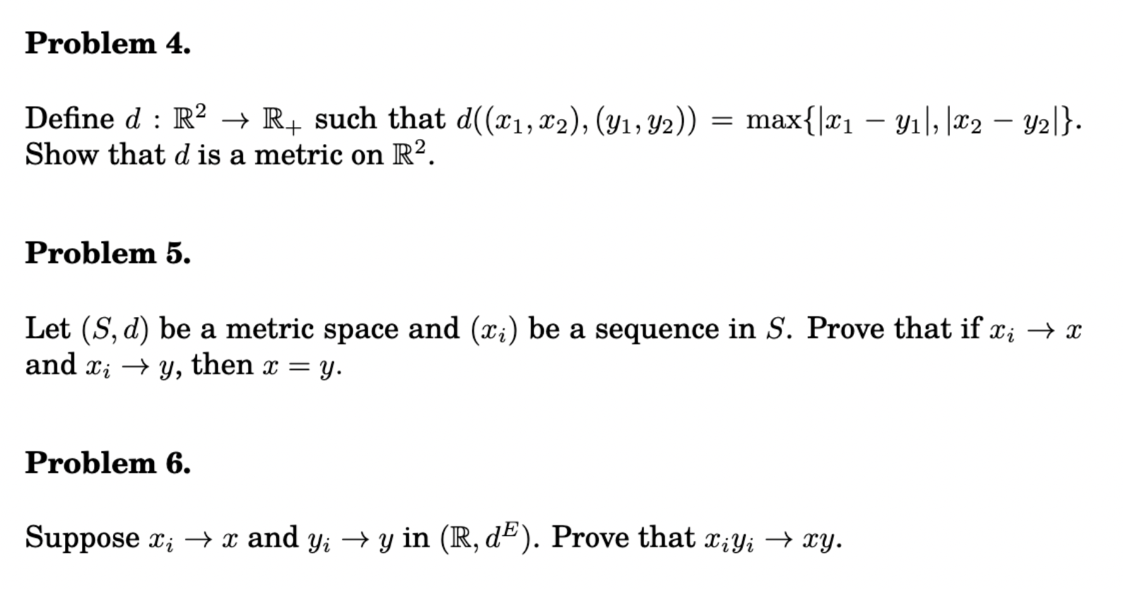 Solved Define d:R2→R+such that | Chegg.com