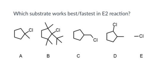 Solved Which substrate works best/fastest in E2 reaction? & | Chegg.com