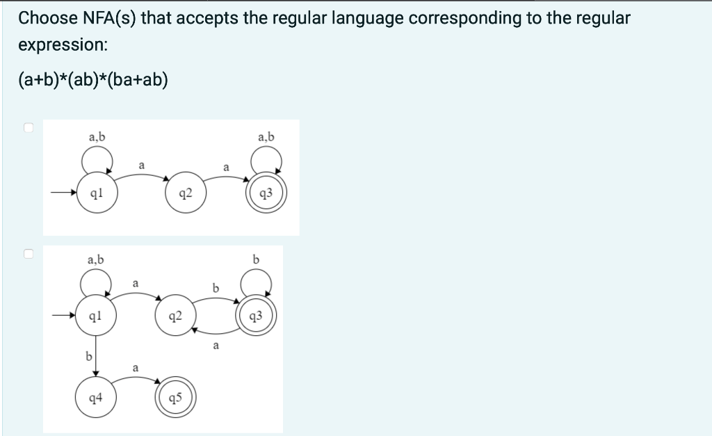 Solved Choose NFA(s) That Accepts The Regular Language | Chegg.com