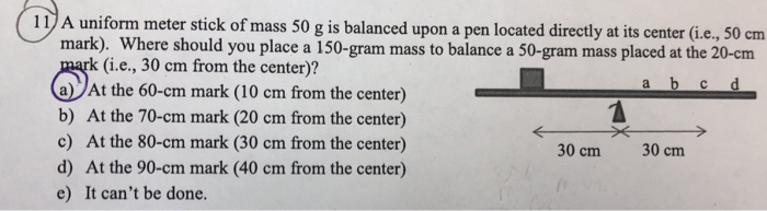 Solved 11 A uniform meter stick of mass 50 g is balanced | Chegg.com