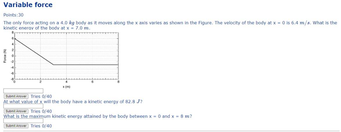 Points: 30 The only force acting on a 4.0 kg body as | Chegg.com