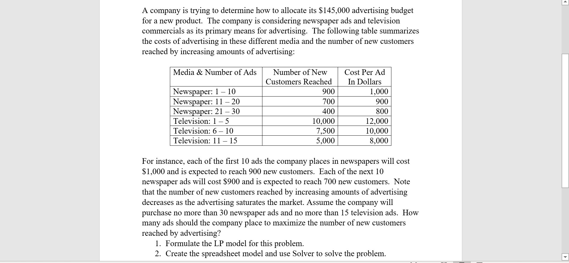 a-company-is-trying-to-determine-how-to-allocate-its-chegg