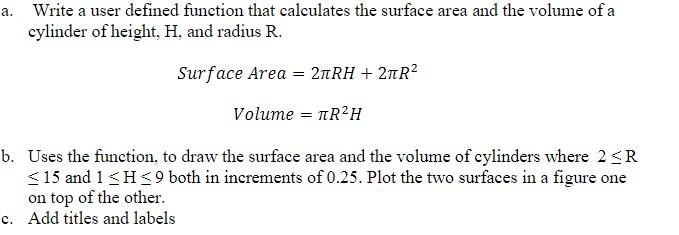 a. Write a user defined function that calculates the | Chegg.com