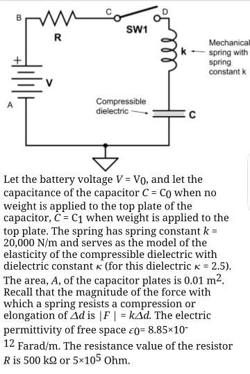 Solved SW1 kspring with spring constant k dielectric Let the | Chegg.com