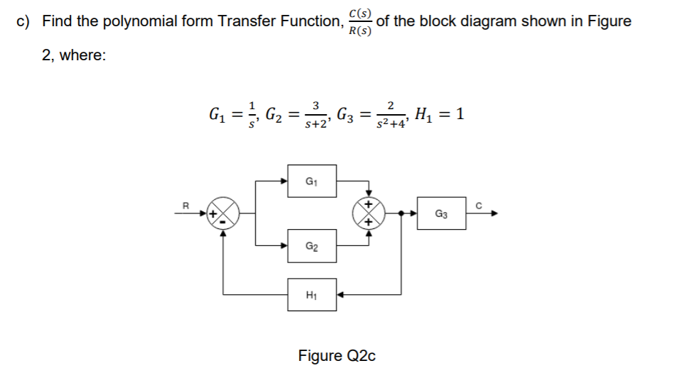 Solved c) Find the polynomial form Transfer Function, C(S | Chegg.com