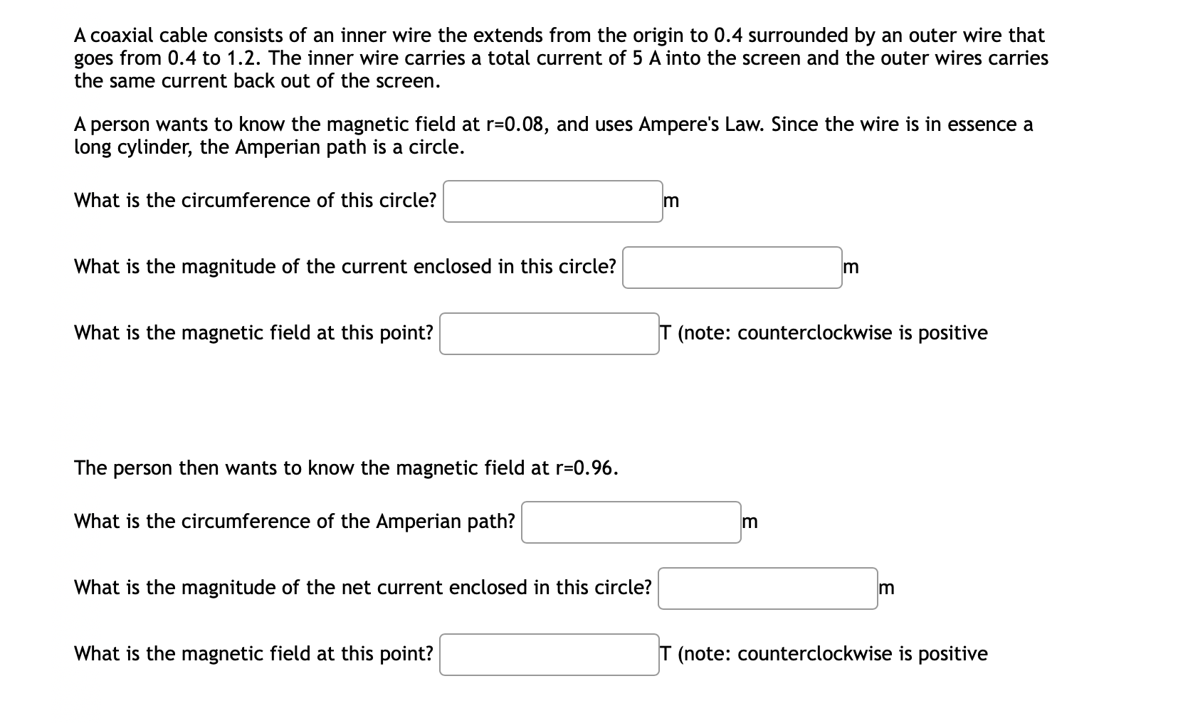 Solved A coaxial cable consists of an inner wire the extends | Chegg.com