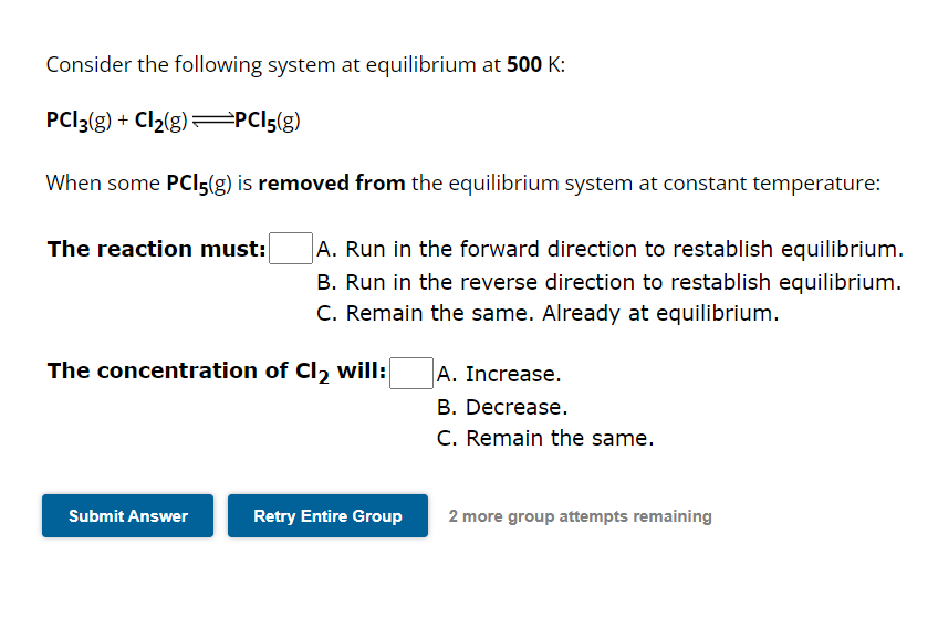 Solved Consider the following system at equilibrium at 500K | Chegg.com