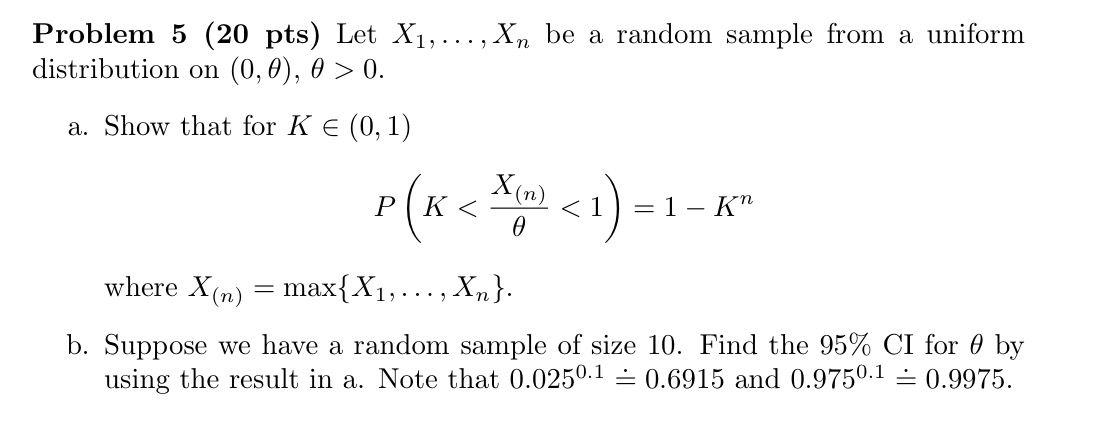 Solved Problem 5 (20 ﻿pts) ﻿Let X1,dots,xn ﻿be A Random | Chegg.com