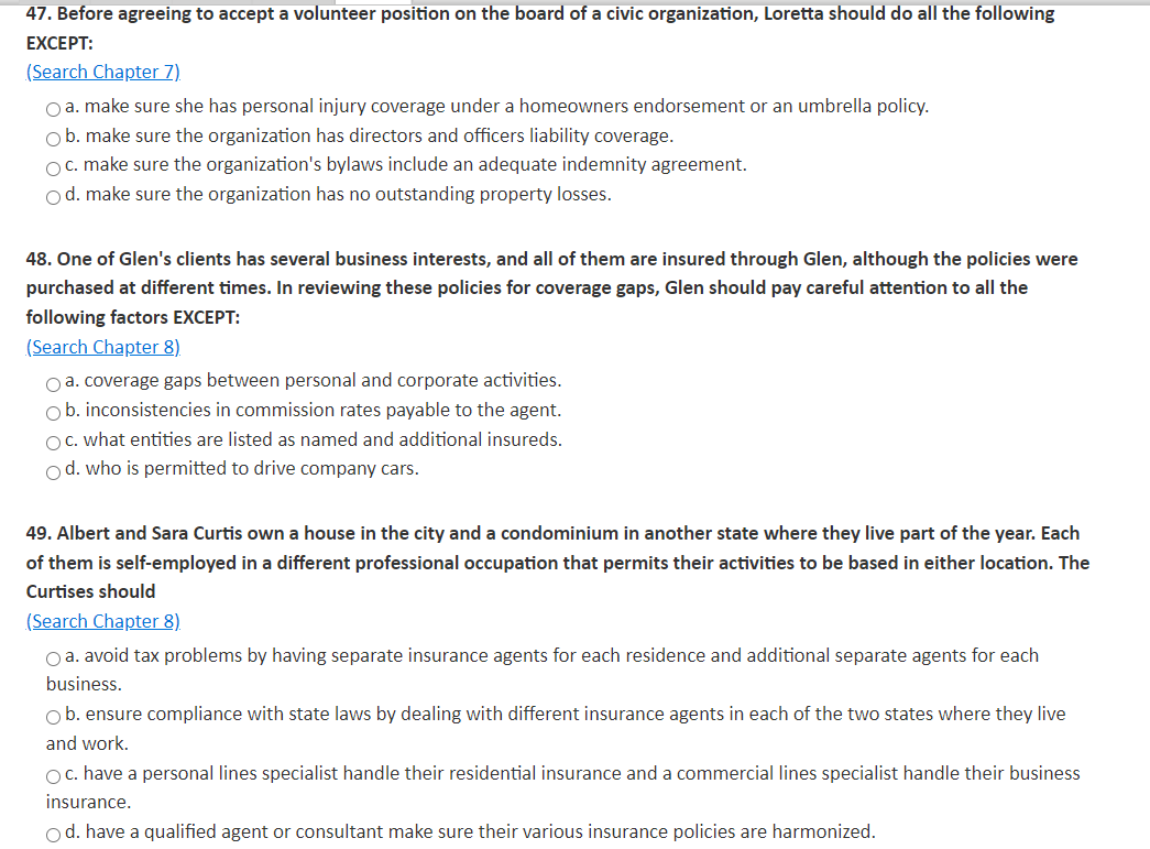 Solved 47. Before agreeing to accept a volunteer position on | Chegg.com