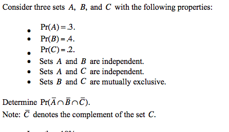 Solved Consider three sets A, B, and C with the following | Chegg.com