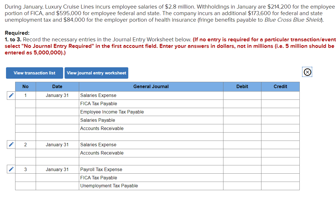 Solved 1. Record the employee salary expense, withholdings,