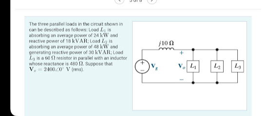 Solved The three parallel loads in the circuit shown in can | Chegg.com