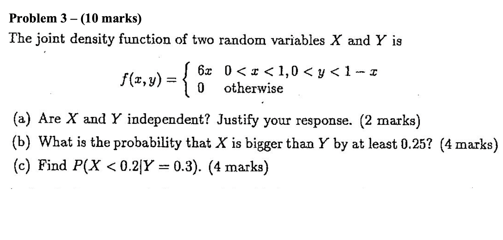 Solved The joint density function of two random vraiable X | Chegg.com