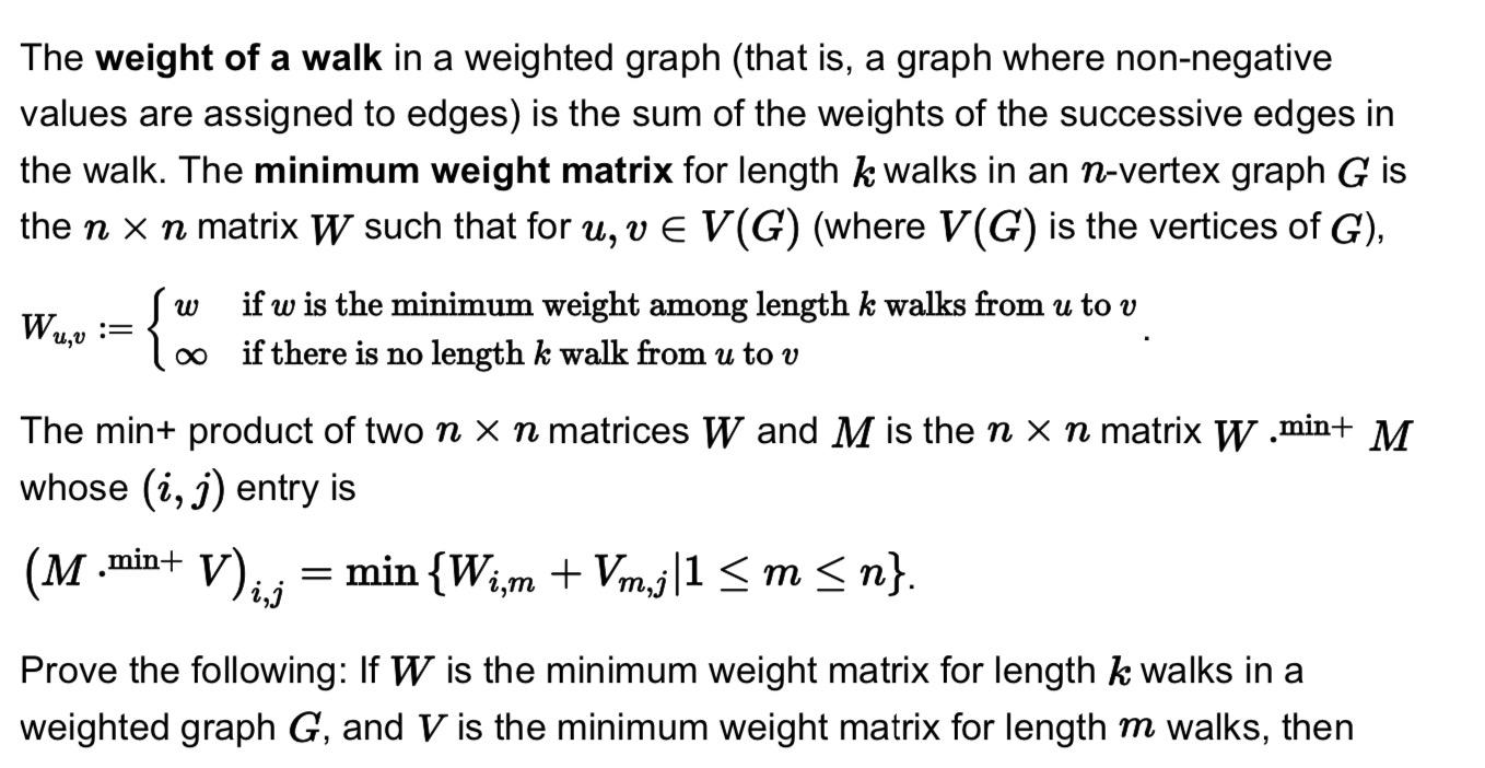 Solved W Min M Is The Minimum Weight Matrix For Length Chegg Com