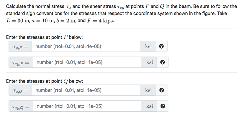 Solved Calculate the normal stress o, and the shear stress | Chegg.com