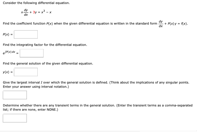 Solved Consider the following differential equation. dy x + | Chegg.com