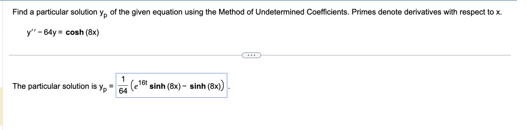 Solved Find a particular solution yp of the given equation | Chegg.com