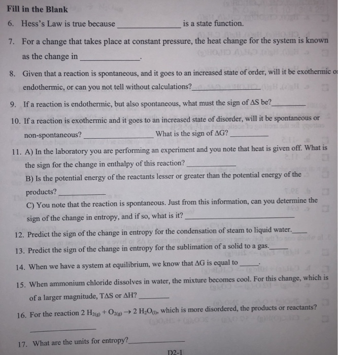 Solved Fill In The Blank 6. Hess's Law Is True Because Is A | Chegg.com