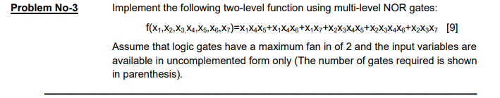 Solved Problem No-3 Implement the following two-level | Chegg.com