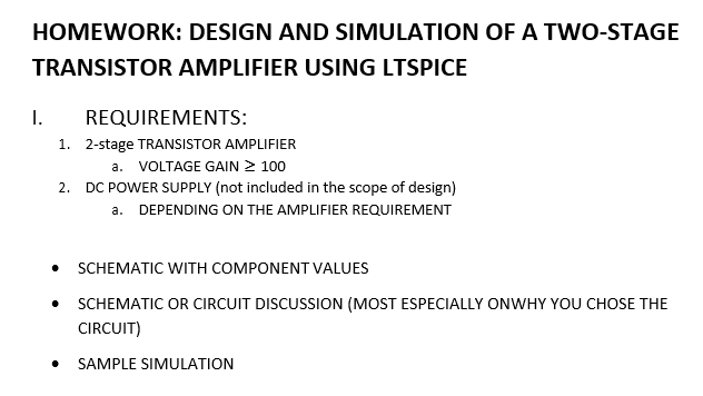 HOMEWORK: DESIGN AND SIMULATION OF A TWO-STAGE | Chegg.com