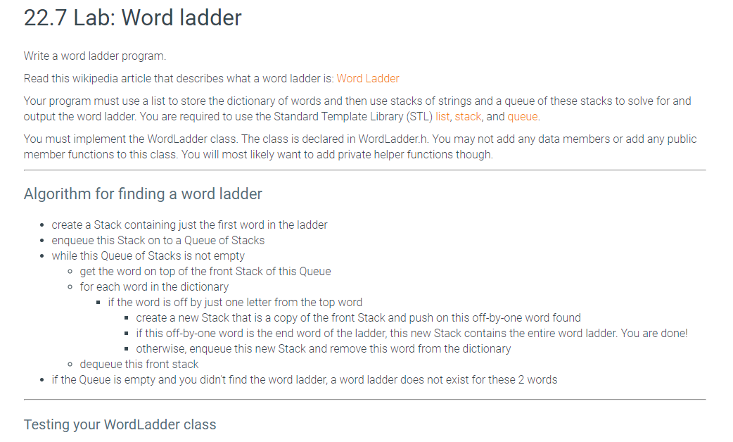 Solved Here is the WordLadder.h file: #ifndef | Chegg.com