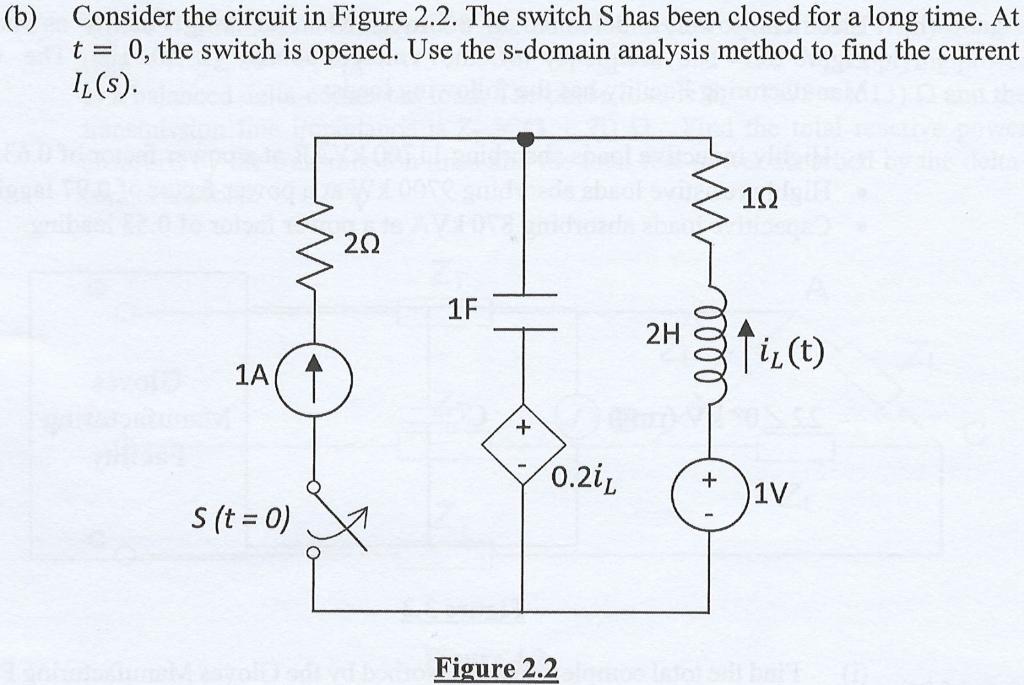 Solved (b) Consider The Circuit In Figure 2.2. The Switch S | Chegg.com