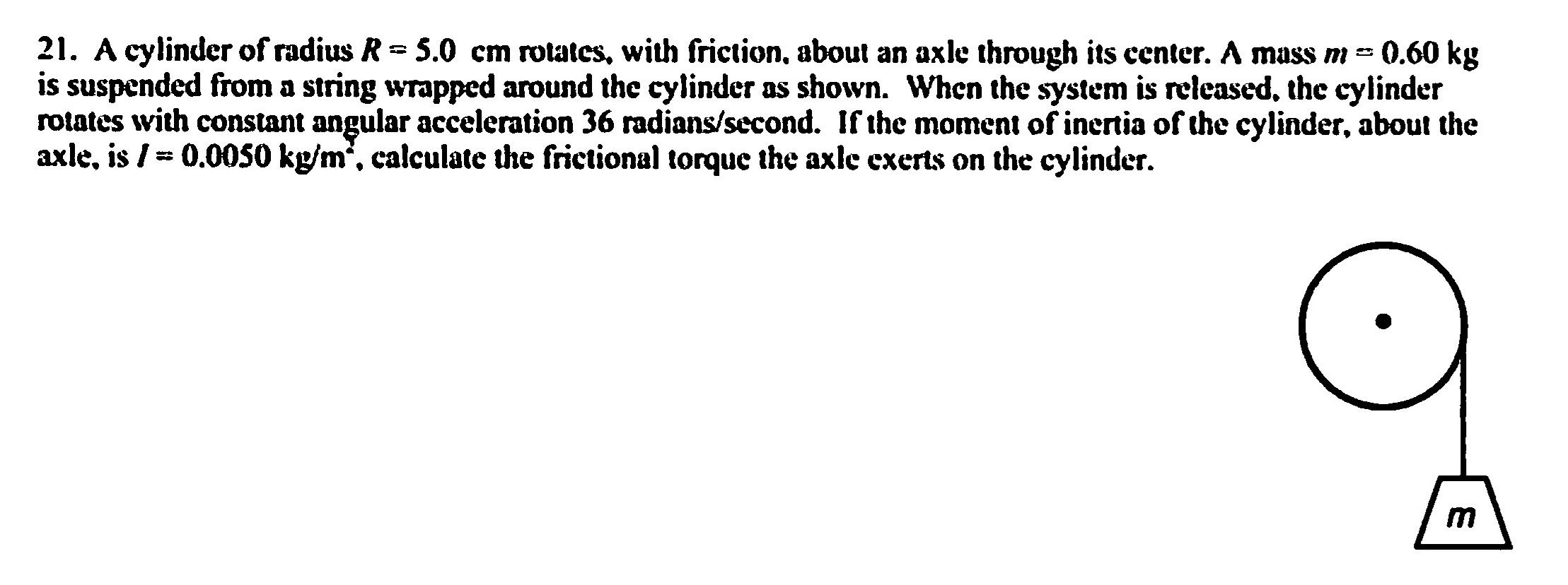 Solved 21. A cylinder of radius R=5.0 cm rotates, with | Chegg.com