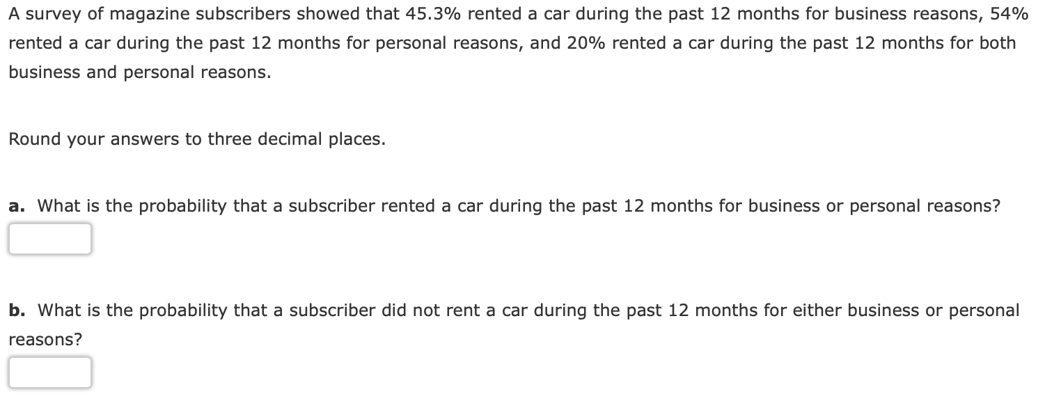 Solved A Survey Of Magazine Subscribers Showed That 45.3% | Chegg.com