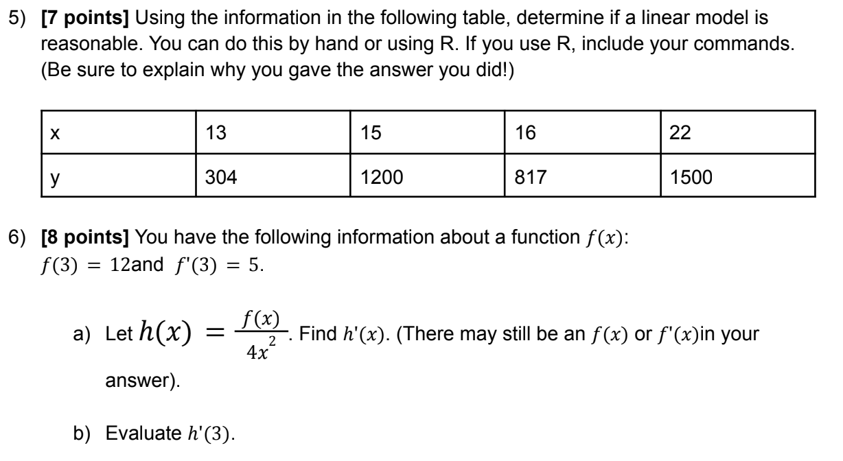 Solved 5 [7 Points] Using The Information In The Following