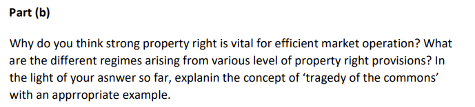 Solved Part (b) Why do you think strong property right is | Chegg.com