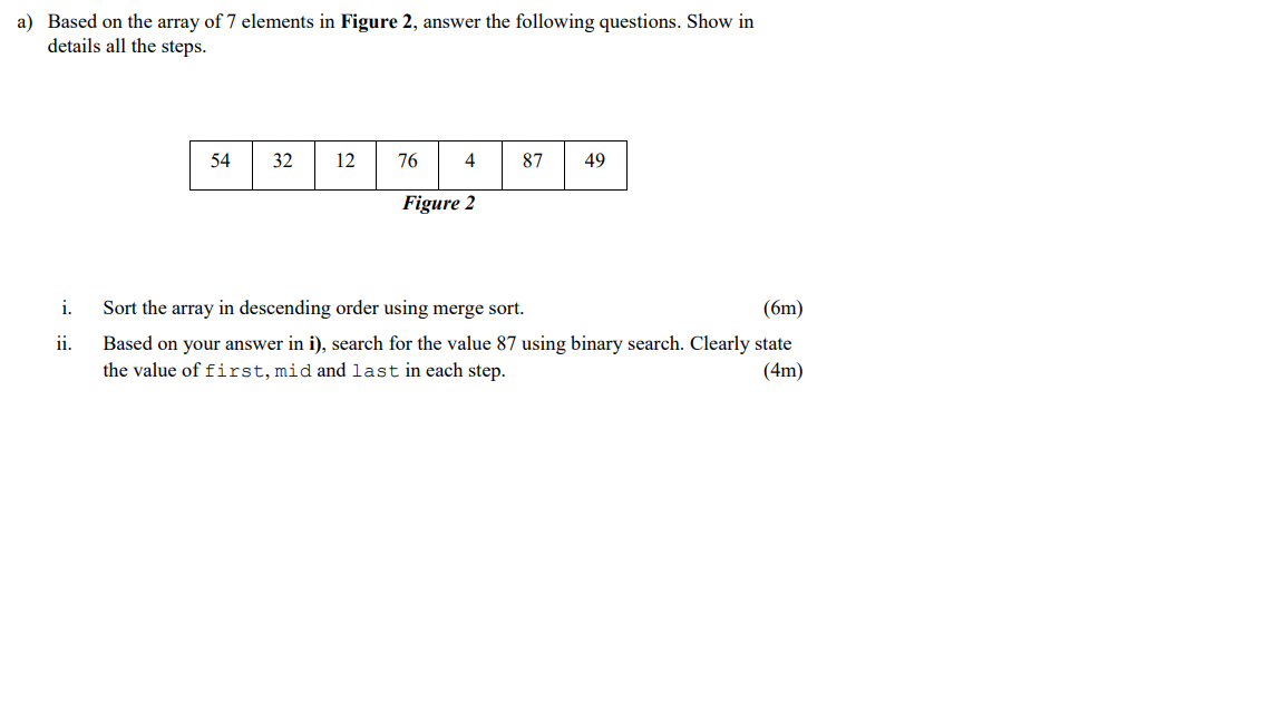 Solved A) Based On The Array Of 7 Elements In Figure 2, | Chegg.com