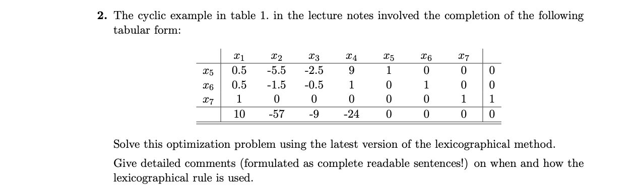 Solved 2. The cyclic example in table 1 . in the lecture | Chegg.com