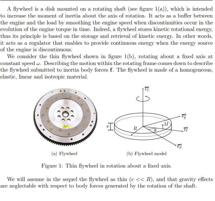 A flywheel is a disk mounted on a rotating shaft (see figure 1(a)), which is intended to increase the moment of inertia about