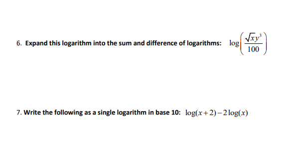 Solved 6. Expand this logarithm into the sum and difference | Chegg.com