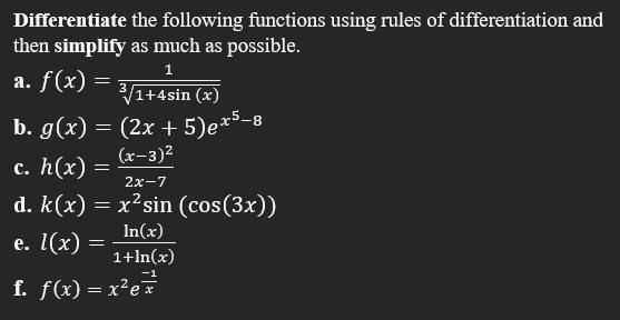 Solved A F x 3 1 4sin 3 1 Differentiate The Chegg