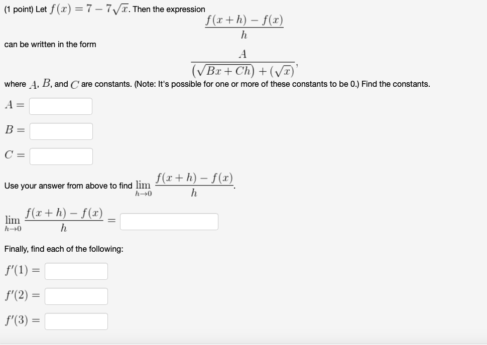 Solved 1 point let f x 7 7 r then the expression f x chegg