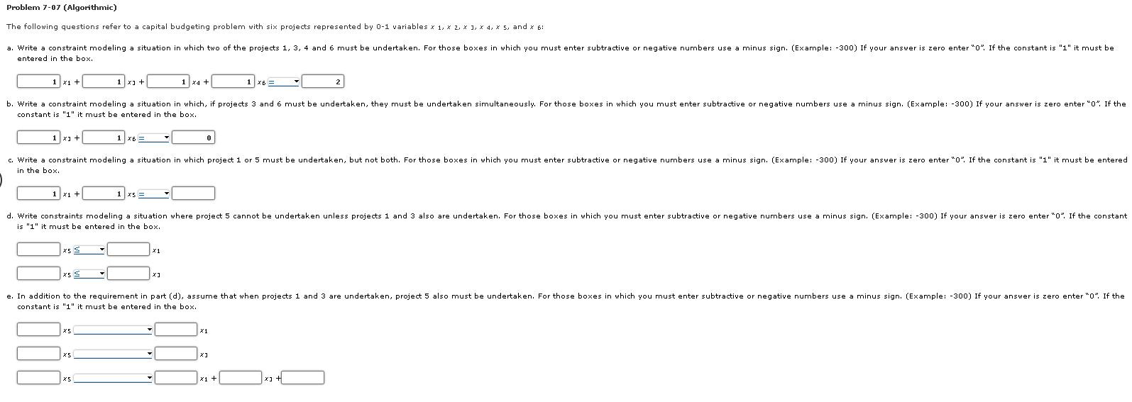Solved Problem 7-07 (Algorithmic) The following questions | Chegg.com