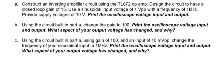 Solved Construct an inverting amplifier circuit using the | Chegg.com