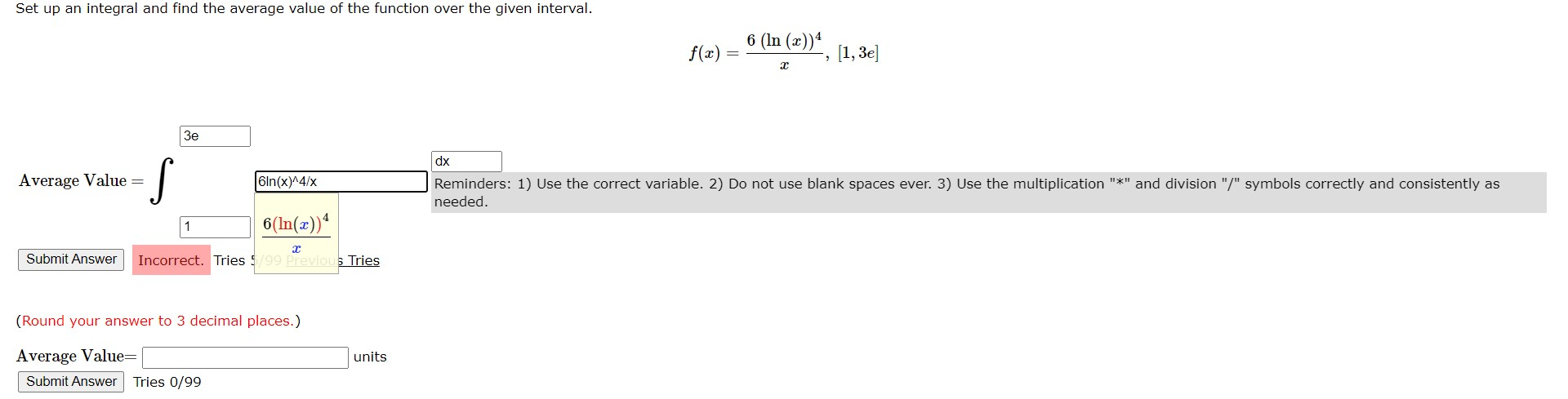 Solved Set up an integral and find the average value of the | Chegg.com