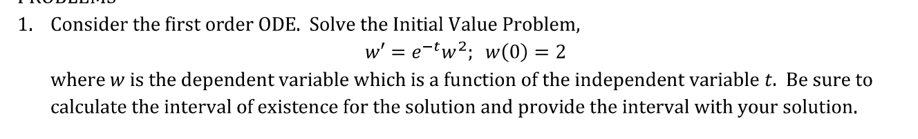 Solved 1. Consider the first order ODE. Solve the Initial | Chegg.com