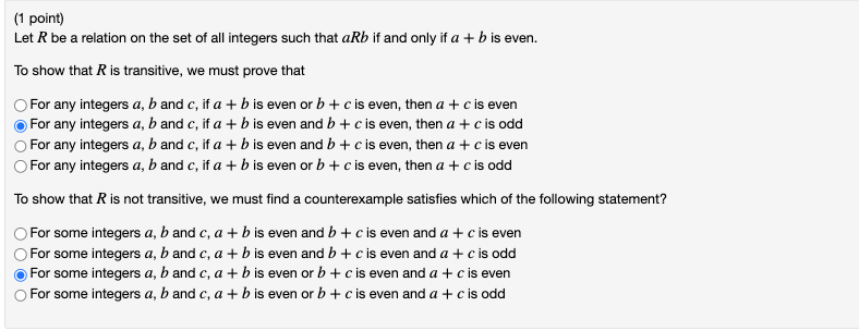 Solved (1 Point) Let R Be A Relation On The Set Of All | Chegg.com